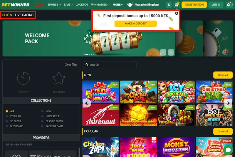 Betwinner Casino Slots and Sportsbook Screenshot
